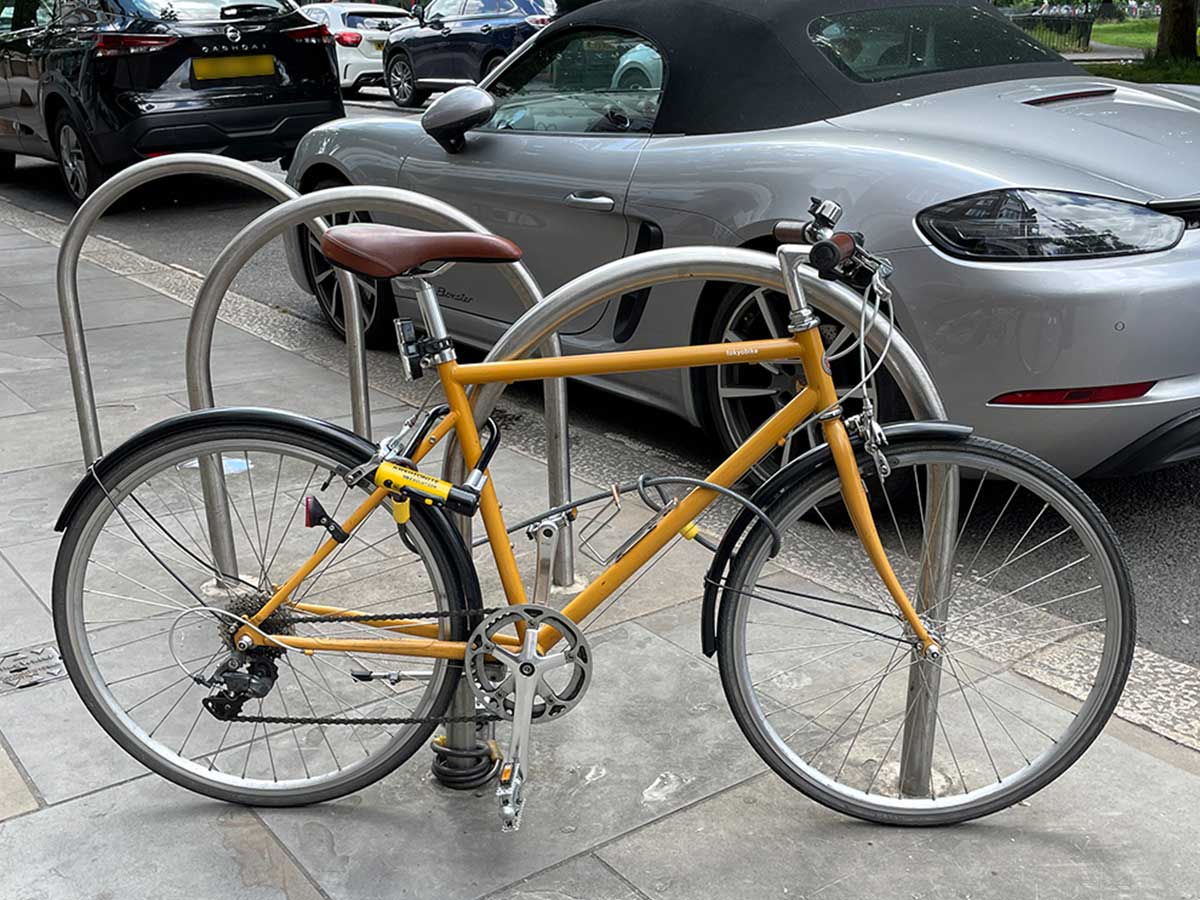 Locking bike in Amsterdam